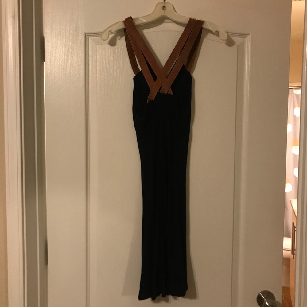 Vintage Havana black dress with leather straps